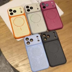 Slim Heat Dissipation Mesh For Magsafe Magnetic Case For iPhone 17 16 E 15 14 13 12 Pro Max Plus Breathable Matte Twocolor Cover