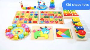 Shape Sorter and Color Stacker Preschool Kids Wood Toys