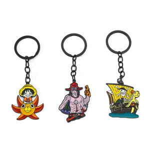 Bandai | Anime One Piece Keychain Luffy Ace Devil Fruit Thousand Sunny Metal Pendant Key Chain Figure Model Kids Toys Gift