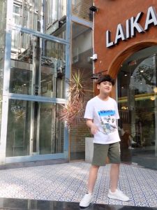 Đồ bộ cộc tay bé trai size đại Bigfox Miss Meow mùa hè vải cotton kiểu dáng Hàn Quốc in xe đạp cỡ 12-15 tuổi 40kg 50kg