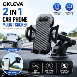 EKLEVA Car Dashboard Windscreen Phone HolderUniversal Telescopic Phone Mount with Suction Cup 360° Rotating for 3.5-6 Inch Smartphones