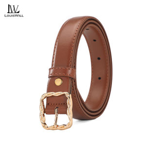 LouisWill Fashion Women Belts Elegant Buckle Design Adjustable Girls Ladies Belt Soft PU Long Straps Waistbands Dress Coat Alloy Buckle Decorations