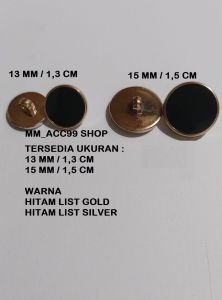 KANCING MUTIARA DATAR LIST GOLD / SILVER DIAMETER 13/15MM ISI 100 PCS /KANCING IMPORT/KANCING GAMIS