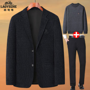 Loose Fit Mens Business Suit Top Spring Autumn Winter Style Dad Clothes Middle-Aged Dad Outfit Casual Fashion