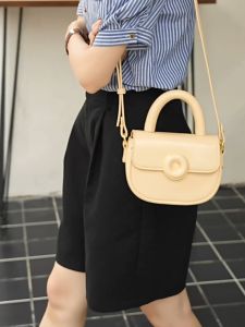 Macaroon Spring Summer New Small Womens Crossbody Bag Saddle Shape Handbag Versatile Quality PU Leather Candy Color