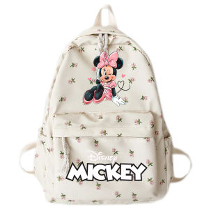 Mickey Minnie Simple Large Capacity Backpacks For Junior High School Students Rucksack Korean Version Floral Backpack