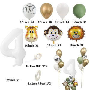 28pcs Carton Wild Animal Balloon Kit Monkey Lion Foil Balloons For Kids Birthday Jungle Party Decoration DIY Party Supplies