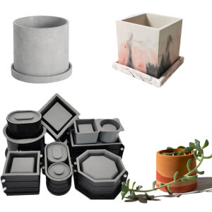คอนกรีตขนาดใหญ่กระถางดอกไม้แม่พิมพ์ซิลิโคนสําหรับหล่อ Garden Planters ยิปซั่มผู้ถือปากกา Terrazzo เทียนเรือเรซิ่นกล่องทํา