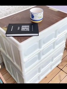 TopStyle TopStyle Kotak Lipat Storage Box Outdoor Camping Keranjang Piknik Kotak Lipat Penutup Kayu Dengan Pegangan