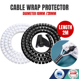 🇸🇬 10/28mm Cable Wrap Tube Cord Protector  Management Installer Clip  Cable Holder Organizer  spiral cable wrap