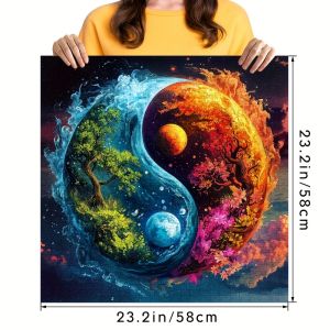 500/1024PCS Jigsaw Puzzle Yin Yang Ice And Fire Duality Symbol For Adults Family Interactive Game Brain Challenge Home Decor