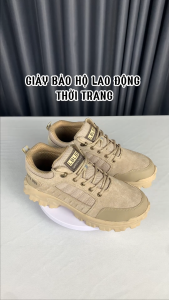 Giày bảo hộ HUTAchống đinh chống trơn trượt chống dập ngón da bò cổ thấp hàng chính hãng kèm lót khử mùi