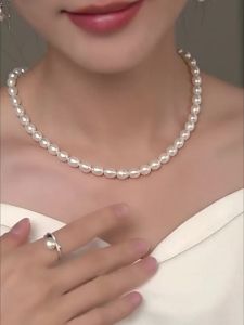 Rice Shape White Freshwater Pearl Necklace 7-8mm