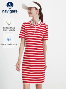 Navigare | Đầm Tay Ngắn Sọc Thoáng Khí