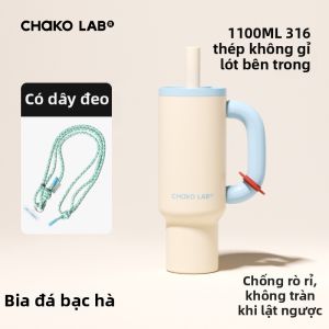 CHAKOLAB | Cốc Thủy Tinh Giữ Nhiệt Dung Lượng Lớn Có Ống Hút Ruột Inox