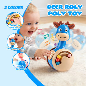 Childrens Puzzle Early Education Toys Sliding Deer Tumbler Baby Soothing Puzzle Early Education 3-12 Months Learn to Crawl 1-3 Years Old Baby Children