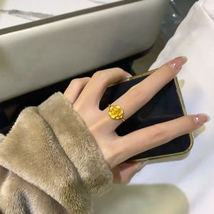 Elegant Gold Rose Ring Luxury Vintage High-End Open Finger Ring Stylish Fashion Jewelry for Women Fresh out New Style