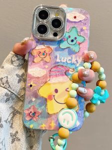 Tomo Trendy Brand Oil Painting Star Lens Film Bracelet Smile Face Compatible with 17Promax 16 Mobile Phone Case