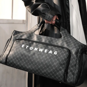 Soft leather large capacity sports and fitness bag with dry and wet separation short distance travel with shoe compartment handbag