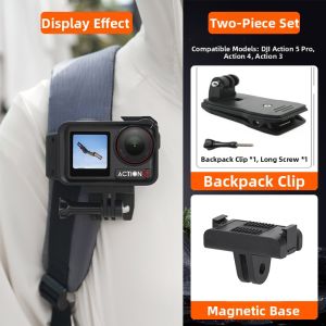 HAISENLE | Universal Action Camera Backpack Clip With Swivel Ball Head Quick Release