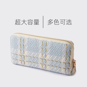 กระเป๋าสตางค์ผู้หญิงแบบยาวความจุขนาดใหญ่ กระเป๋าถือแบบมีซิป กระเป๋าใส่โทรศัพท์มือถือ กระเป๋าใส่บัตรหลายช่อง กระเป๋าใส่เงินแบบยาว กระเป๋าสะพายข้างผ้าลายปัก