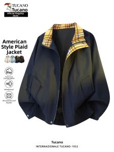 TUCANO | Check Plaid Spliced Turn-Down Collar Jacket High Quality