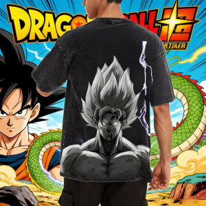 Bandai | Dragon Ball Sun Wukong Free Extreme Art Retro Washed T-Shirt God Form Harajuku Street Style Summer Mens and Womens Y2K Tops