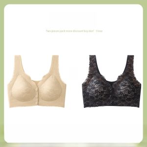 miiow | Maternal Womens Underwear Front Button Bra Seamless No Steel Ring Summer Thin Vest Style Bra For Middle Aged And Elderly Women