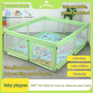 BYBABY Playpen for Baby: Visible Mesh Bed With Balls & Stainless Steel Frame Fence