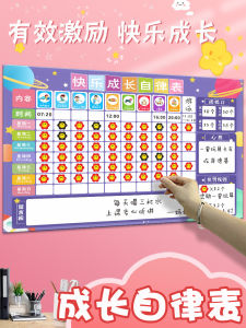 Back-to-School Childrens Self-Discipline Chart Wall Decal Home Use Kids Good Habits Punch Card Growth Plan Chart Study Reward Point Chart