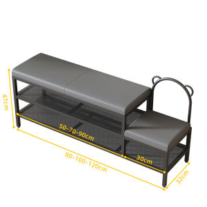 Creative Iron Art Shoe Bench Family Use Childrens Seat Luxurious Entrance Hall Light Luxury Leather Finish No Assembly Required