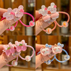 2PCS Transparent Cherry Bunny Elastic Hair Bands for Girls Childrens Hair Accessories Baby Headwear Hair Ties