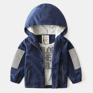 Thin Light Hat Letter Design with Spliced Cuffs Boys Jacket