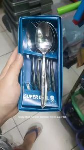 Sendok Makan SUPERDOLL/Dessert Spoon/ Stainless/ Multifungsi/Isi 6/Foodgrade