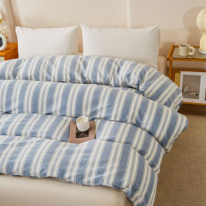 Striped Duvet Cover 1 Piece 100% Yarn-Dyed Washed Cotton Comforter Cover No Pillowcase Soft Breathable Anti Wrinkle Quilt Cover