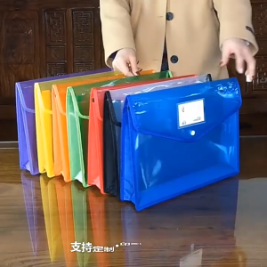 New Waterproof Poly A4 Document Wallet with Button Closure - Durable Plastic File Folder for Office/Home/Work