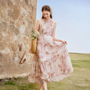 XIANGYING | Sleeveless Halter Slimming Summer Dress