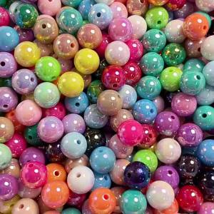 166pcs 8mm Pink And White AB Color Acrylic Beads - Round Beads with Straight Hole For DIY Making Clothing Tailoring Supplies