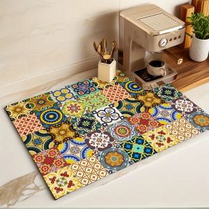 Dish Drying Mat for Kitchen Counter Absorbent Coffee Bar Mat Dish Drainer Rack Mats for Kitchen Counter Coffee Maker Decoration