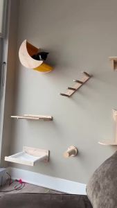 Modern Wall Mounted Cat Furniture and Shelf Premium Hardwood Cat Bed for Climbing Sleeping and Resting Indoor Steps for Cats