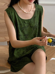 Bộ Đồ Ngủ Lụa Tơ Tằm Mùa Hè Cho Nữ Bộ Đồ Mặc Nhà Hai Mảnh Có Thể Mặc Ngoài Trời Áo Vest Và Quần Ngắn Thoải Mái Thoáng Khí
