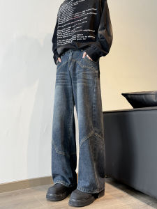 Loose Straight Leg Wide Leg Jeans Mens American High Street Style Autumn Workwear Trousers Casual Youth Fashion Jeans