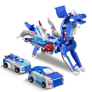 Magnetic 2-in-1 Transforming Car Toy for Kids – Unicorn & Dinosaur Robot DIY Sliding Collision Racing Toy Educational Gift