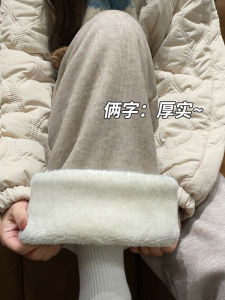 กางเกงขายาวทรงหลวมเอวสูงผ้ากำมะหยี่ผสมขนแกะสำหรับผู้หญิงในฤดูใบไม้ร่วงและฤดูหนาว กางเกงขายาวทรงตรงทรงหลวมสไตล์ลำลอง