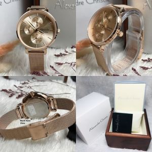 (BISA COD) Jam Tangan Wanita Alexandre Christie AC 2916 AC2916 Original Garansi Resmi 1 Tahun - Tali Rantai Pasir
