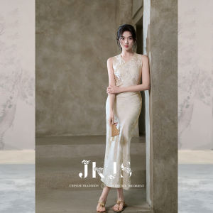 JK＆JS | Rayon Embroidered Sleeveless Cheongsam Dress