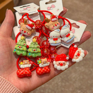 2 PCS New Christmas Lovely Cartoon Girls Elastic Hair Bands Hair Accessories Children Hair Ties Baby Headwear