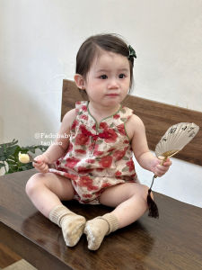 Baby Summer Clothes Class a Female Sling Retro Flower Onesie Thin Romper Chinese Style Sleeveless Leotard