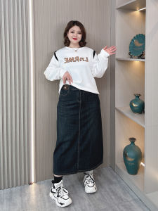 Loose Fitting A-Line Denim Skirt for Women High Waist Long Skirt Casual Style plus Size Fashion Korean Style Half-length Skirt