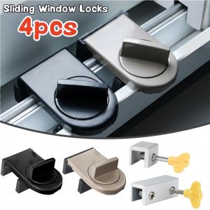 4 Pcs Window Safety Lock Aluminum Alloy Sliding Lock Sliding Door Anti-theft Lock Adjustable Buckle Window Stopper Lock for Home